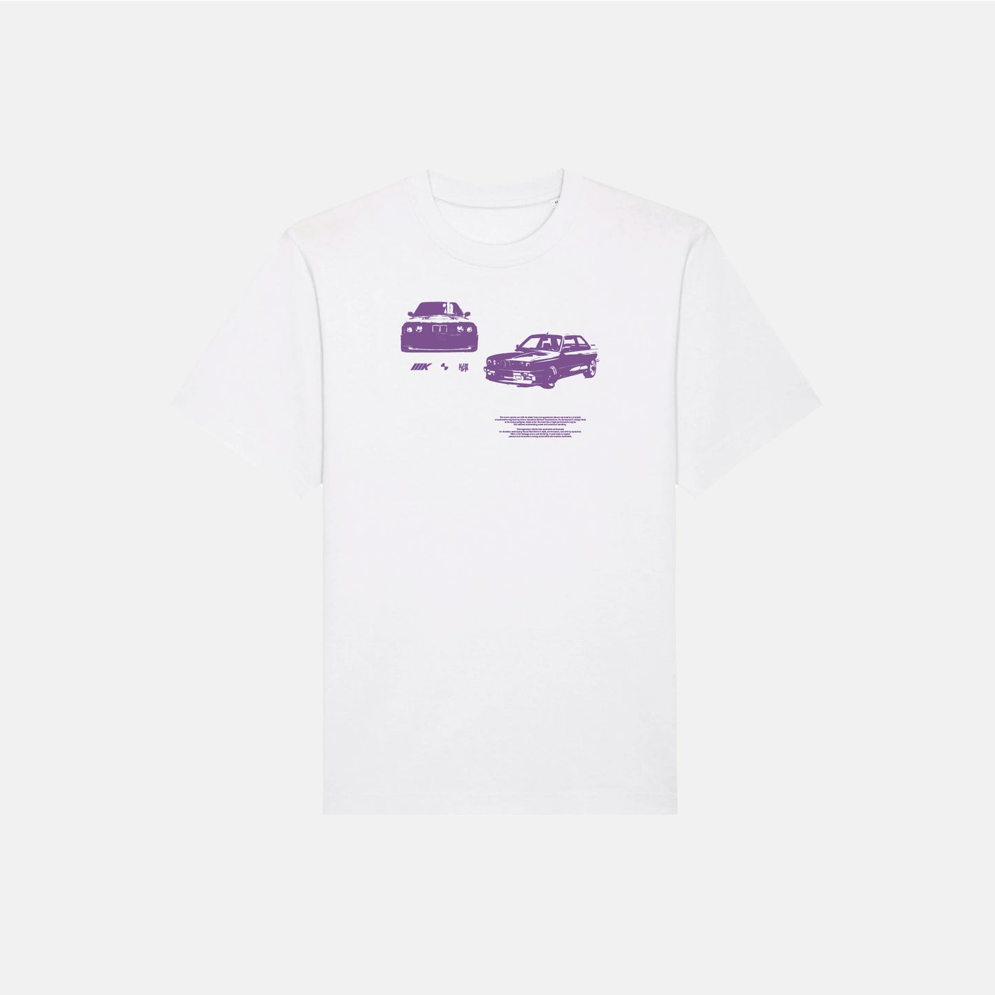 Weißes Oversized T-Shirt mit BMW E30 Print, Vorderansicht