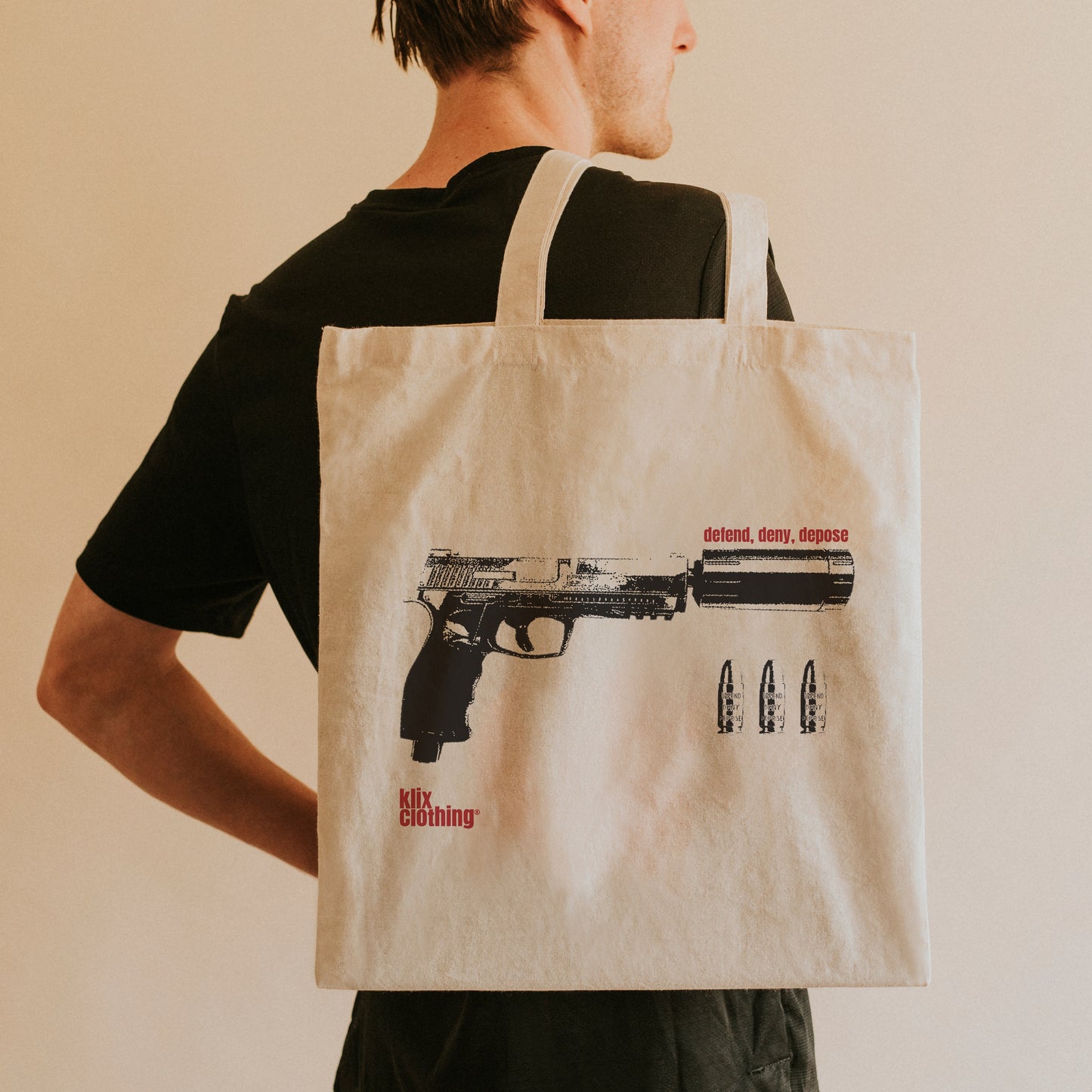 Tote Bag 'Deny, Defend, Depose'