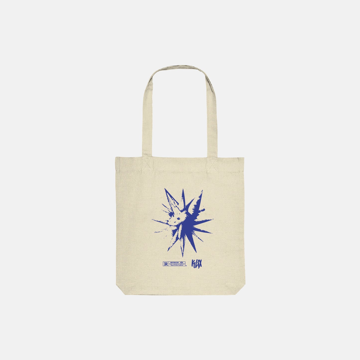 Beige Organic Tote Bag mit Morgenstern Print, Vorderansicht.