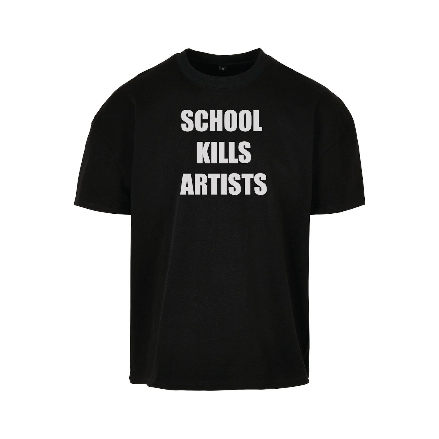 Schwarzes Oversize Shirt mit School Kills Artists Print