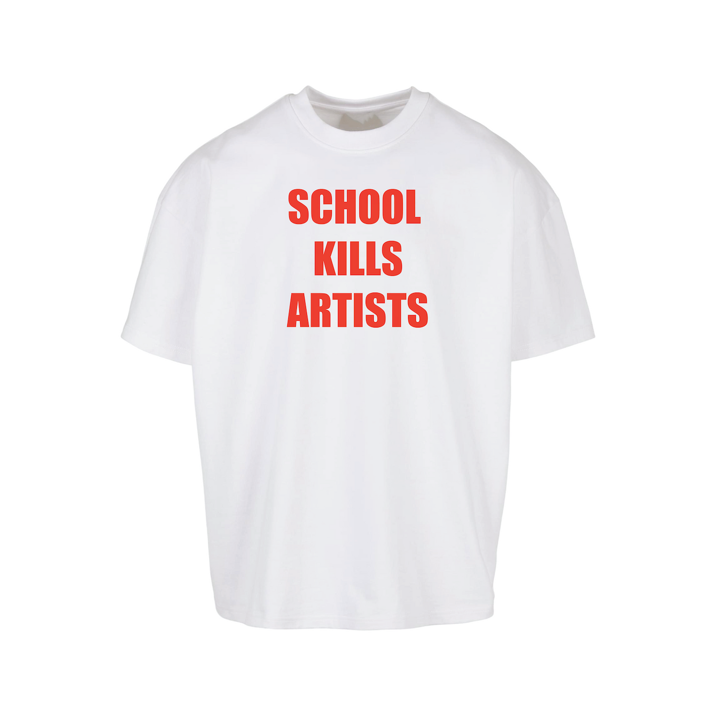 Weißes Oversize Shirt mit School Kills Artists Print